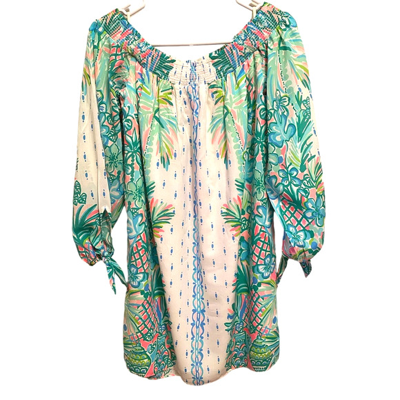 Lilly Pulitzer Mary Ellen Silk Dress Resort White Coconut Row Off The Sh… - Picture 3 of 14